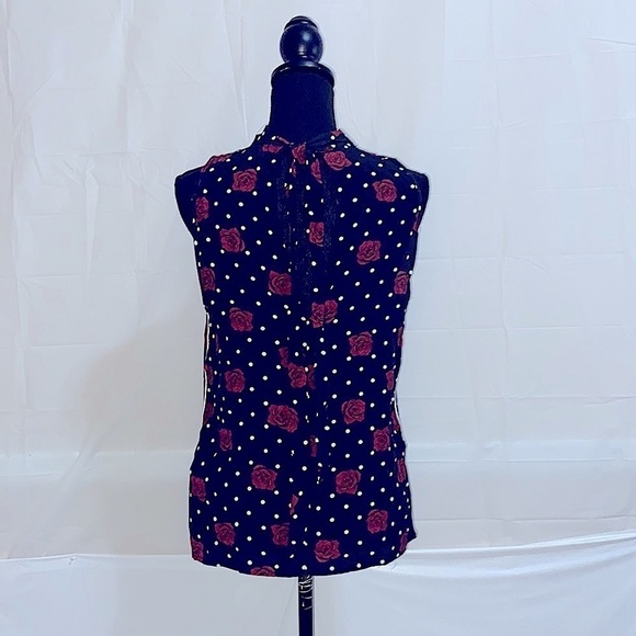 Three Dots Sleeveless Mock Neck Floral Polka Dot Top Size S - Picture 6 of 8